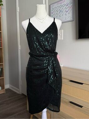 grace karin green sequin mini dress